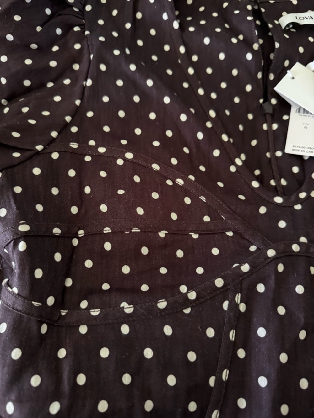 Brown Polka Dot Puff-Sleeve Maxi Dress - Picture 6 of 6